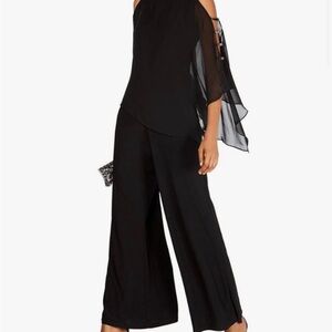 MSK Black Wide Leg Jumpsuit with Sheer Sleeves